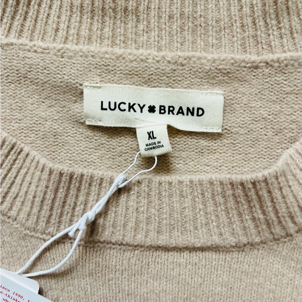 🎉 LAST ONE🎉 - Make Offer Now 
Lucky Brand Women's Tan Crew Neck Sweater - Picture 4 of 6